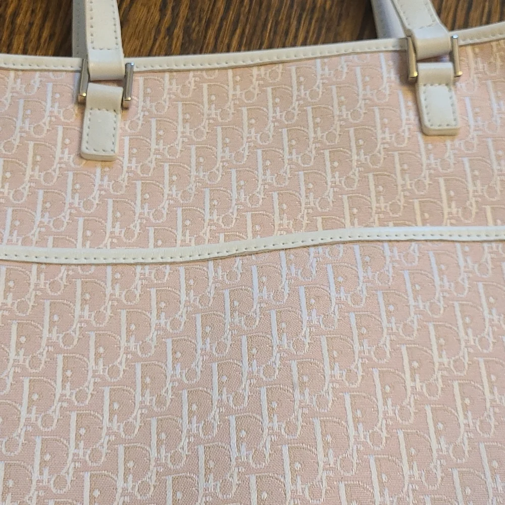Dior Light Pink Quilted Tote with White Straps